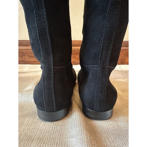 NEW w/o Box TORY BURCH Selma Black Suede Logo Riding Boot Sz 6.5 Knee High - Picture 2 of 12